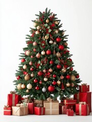 Beautiful Christmas Tree Adorned with Ornaments and Gifts in a Cozy Holiday Setting