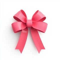 Bright Pink Cartoon Style Bow with Smooth Texture and Bold Design for Creative Projects