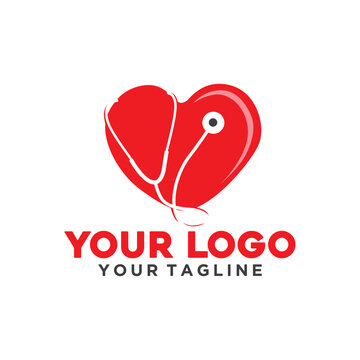 vector logo heart with stetoscop