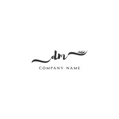 Minimalist DM Logo Design with Abstract Feather Element