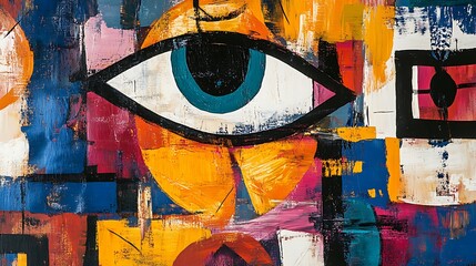 Boldly Painted Eye Abstract Expressionism Art. AI Generated
