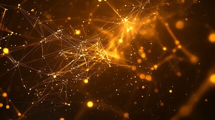 Fototapeta premium Golden Network: Abstract 3D Render of Interconnected Nodes. AI Generated