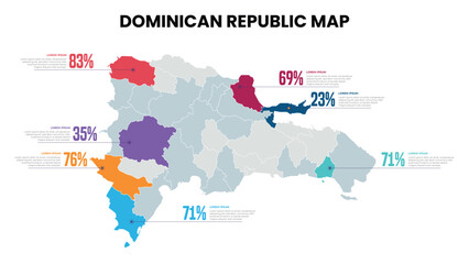 Obraz premium Dominican Republic Modern Map Percentage Infographic Template Detailed infographic map