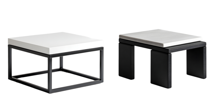 Modern Minimalist Coffee Tables in Black and White Finish