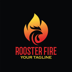 vector logo rooster fire