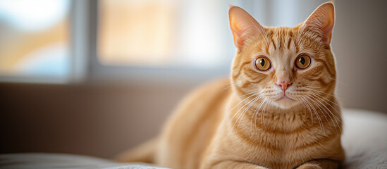Close-Up Portrait of a Orange Cat with Yellow Eyes