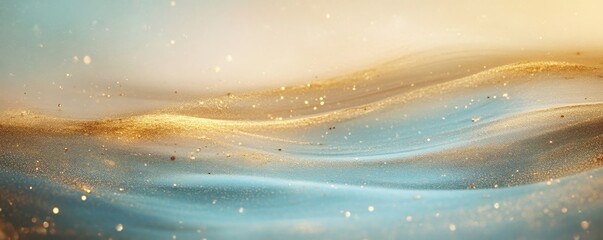 Golden and blue abstract wave with shimmering