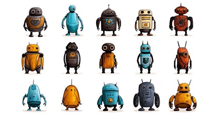 Cute Robots Collection AI Tech Futuristic Droids