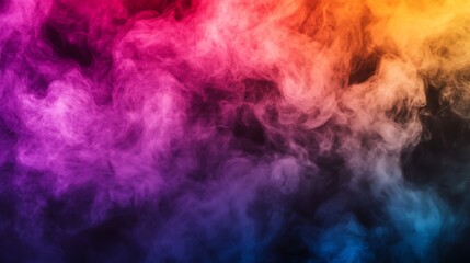 Colorful smoke swirls dramatically dark background photo closeup.. AI Generated