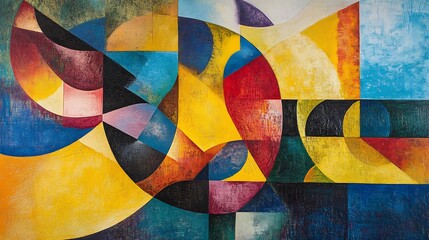 Fototapeta premium Vibrant abstract digital painting. Geometric shapes. Colorful modern artwork.. AI Generated
