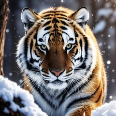 Obraz premium siberian tiger in snow