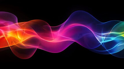 Abstract flowing colorful light waves digital painting modern style. AI Generated