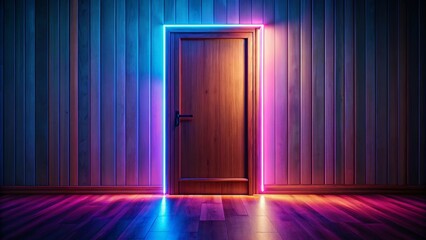 Neon Sign on Closed Door, Rule of Thirds Composition