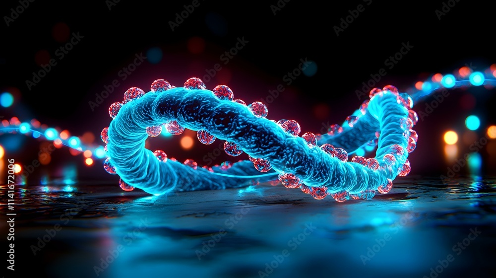 Poster futuristic abstract representation of dna structure with colorful lights