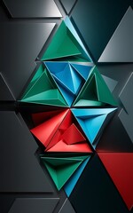 Vector triangular 3d geometric shapes background modern poster design color triangles and lines abstract design