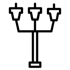 City Lamp Road Line Icon