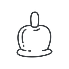 Cute caramel candy apple icon. Hand drawn monochrome illustration of a toffee apple isolated on a white background. Vector 10 EPS.