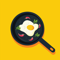 vector illustration egg on pan