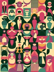 Retro abstract geometric background the poster with the flat figures vector illustration