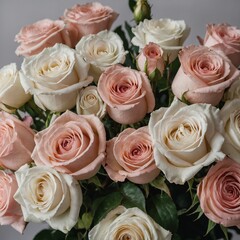 A Mother’s Day bouquet of soft pink and white roses.