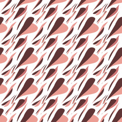 Vector texture background. Abstract Shapes seamless pattern. Hand drawn, brown, and white colors.