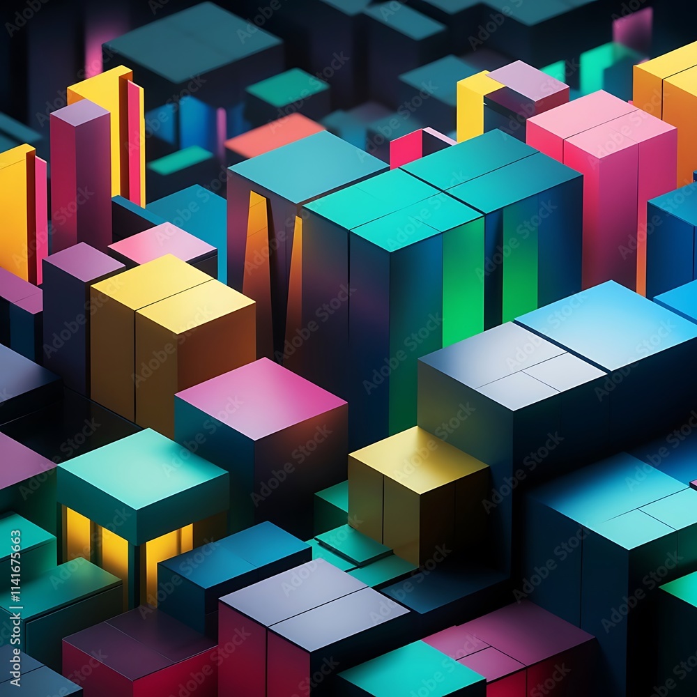 Poster abstract background 3d cubes cubic elements and blocks techno or business concept for wallpaper bann