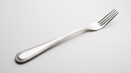 Simple Stainless Steel Fork on White Background for Culinary Use