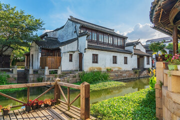 The Ancient Architecture, street,river and Tourism Landscape of Zhouzhuang Ancient Town in Suzhou, Jiangsu Province