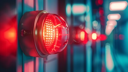 red emergency light on the street and safety light