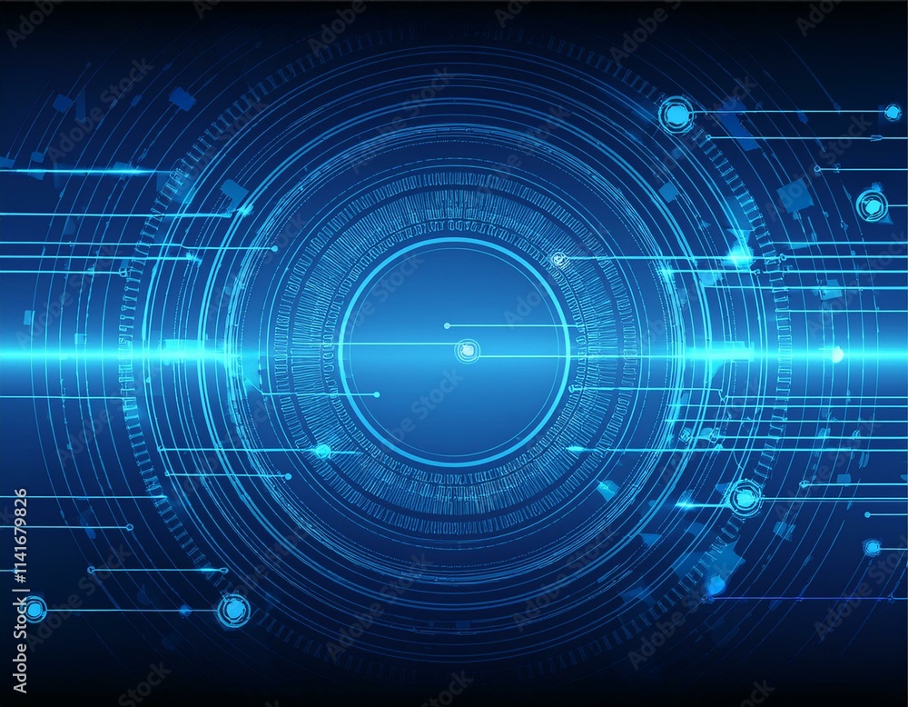 Poster blue futuristic networking technology vector. generated image