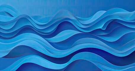 Fototapeta premium Abstract waves in varying shades of blue create a serene, fluid visual effect.