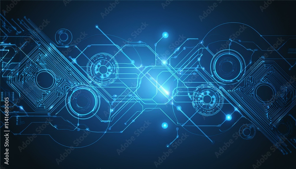 Poster blue futuristic networking technology vector. generated image