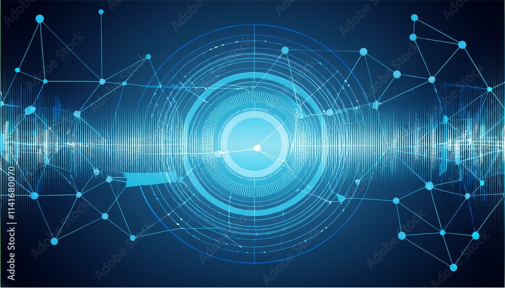Poster blue futuristic networking technology vector. generated image