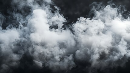 Ethereal White Smoke Clouds Against a Dark Background. AI Generated