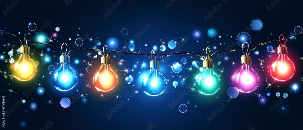 Aufkleber colorful string lights with bokeh effect