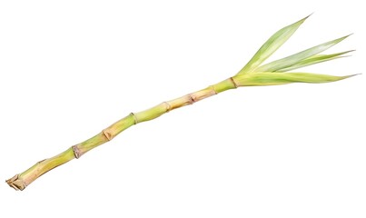 Sugarcane stalk with young leaves.