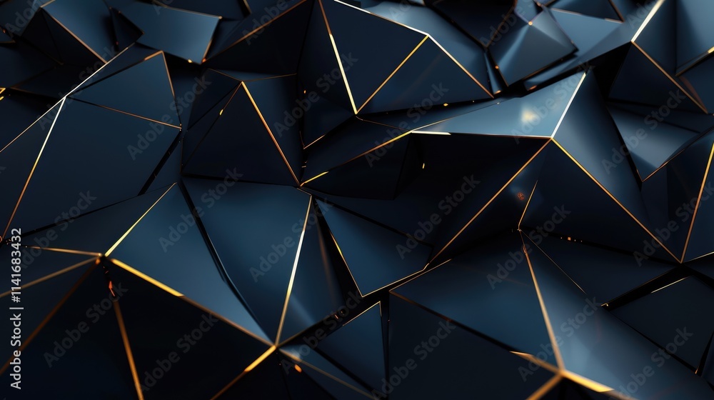 Aufkleber a close-up view of angular, reflective geometric shapes with a dark color scheme.