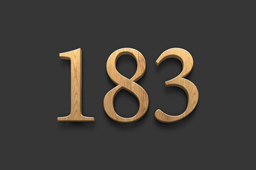 3D wooden logo of number 183 on dark grey background.