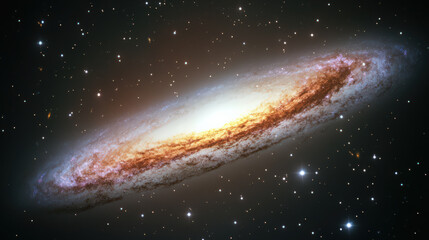 Fototapeta premium Awe inspiring cosmic galaxy swirling celestial dance vibrant nebula deep space star cluster orange white cosmic dust spiral galaxy majestic vastness universe space exploration astronomy science