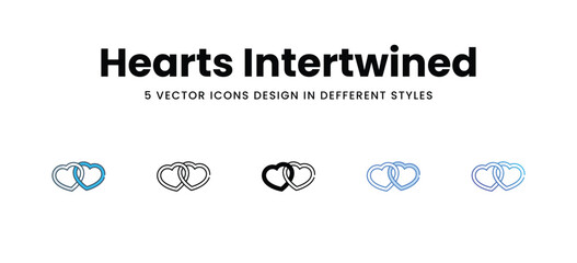 Hearts Intertwined icons in different style vector stock illustration