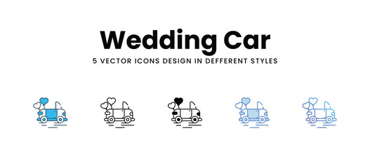 Wedding Car icons in different style vector stock illustration