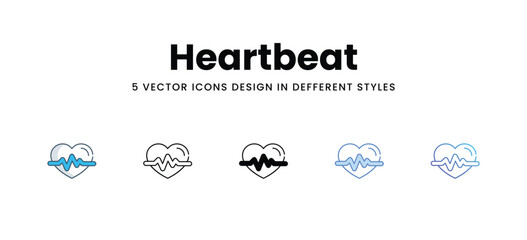 Heartbeat icons in different style vector stock illustration