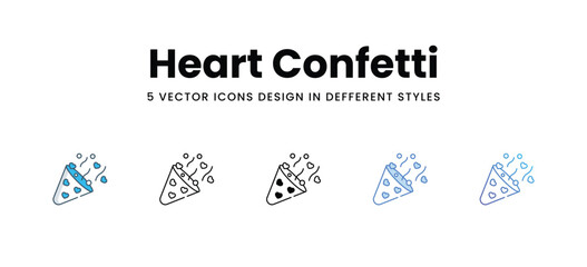 Heart Confetti icons in different style vector stock illustration