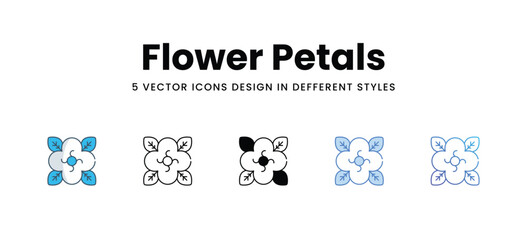 Flower Petals icons in different style vector stock illustration