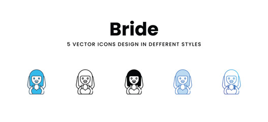 Bride icons in different style vector stock illustration