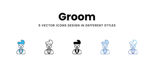 Groom icons in different style vector stock illustration