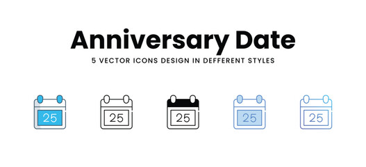 Anniversary Date icons in different style vector stock illustration