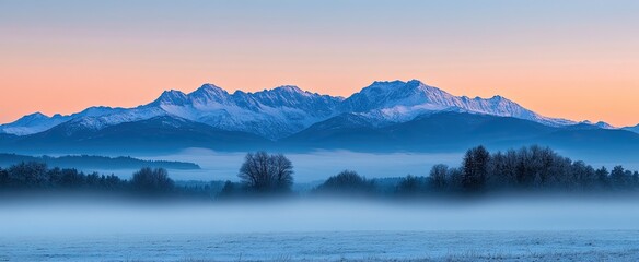 Fototapeta premium Vibrant sunset over mountainous landscape