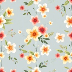 Obraz premium Floral Watercolor Seamless Pattern 