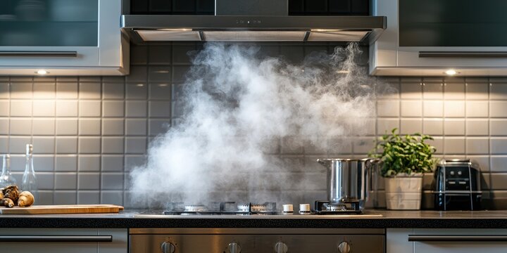 An extractor fan installed in a kitchen, helping to remove smoke and odors.